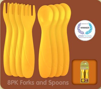 8 Pack ReUsable Forks and Spoons Made from Corn