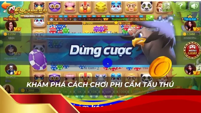 4 bước chơi Phi Cầm Tẩu Thú 68 Game Bài