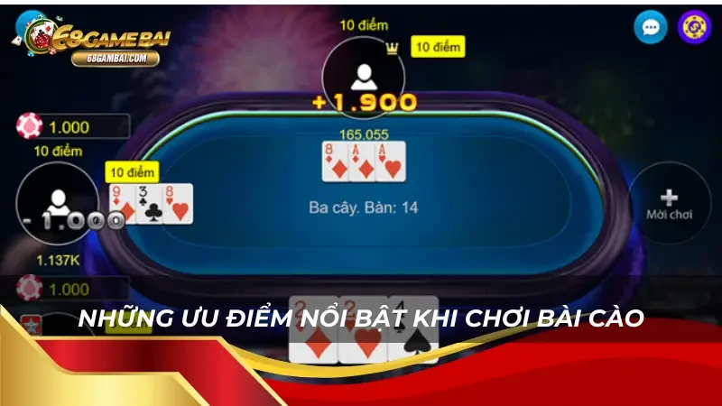 Những ưu điểm nổi bật khi chơi Bài Cào tại 68 Game Bài